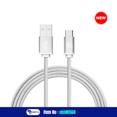 LAX Gadgets USB Type-C to USB 2.0 (Type-A) Braided Charge/ Sync Smartphone Cable 10 ft. – Silver