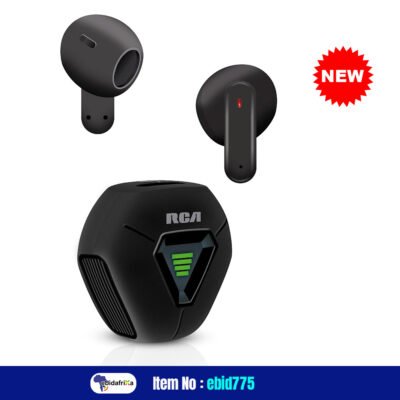 USA Quality New RCA Wave-78 True Wireless Earbuds, Bluetooth, 20H Playtime, Hi-Res Audio, Transparency Mode, Black
