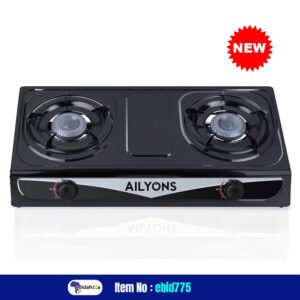 USA Quality AILYONS Black Gas Cooker- Stainless Steel Double Burner