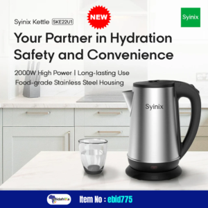 USA Quality New Syinix Kettle 2.2L SKE22U1 Silver 2.2LB